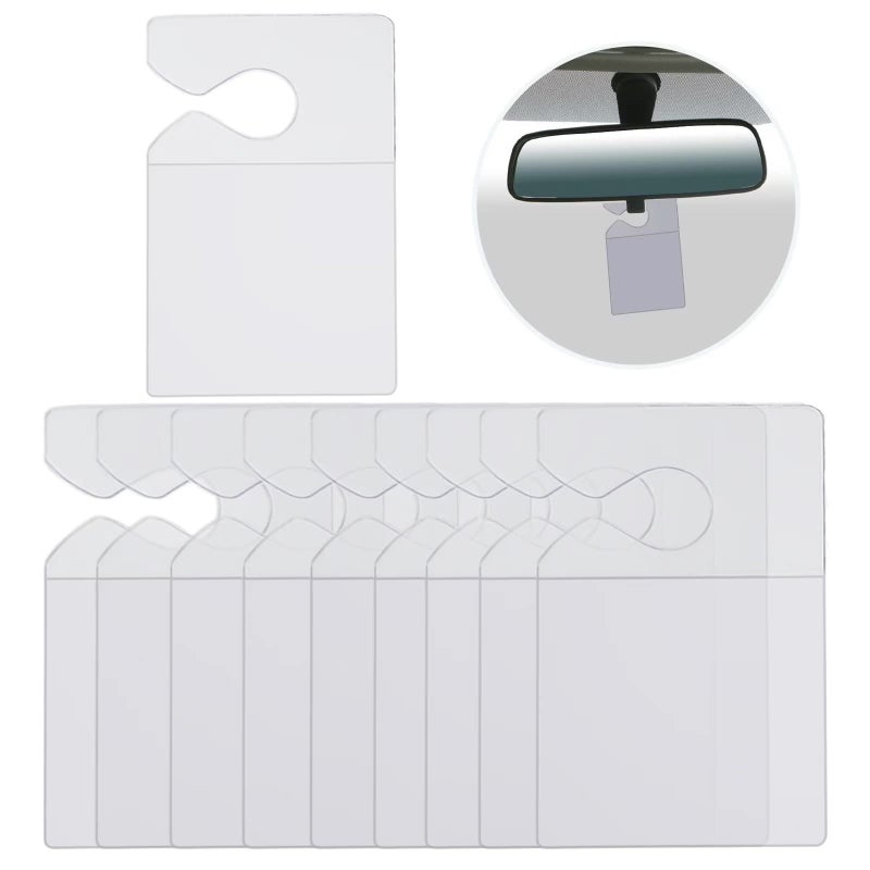 PUSNMI Clear Parking Permit Holder, Car Vertical Parking Lot Pass Rear View Mirror Hanger Vehicle Parking Pass Hang Tag Holder for Car Passes, Permits - 10PCS - Image 1
